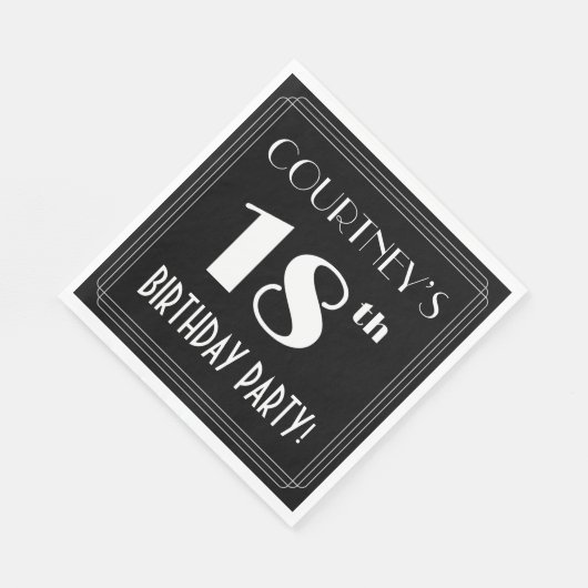Art Deco Look 18th Birthday Party With Custom Name Serviette (Ecke)