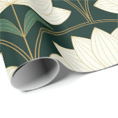 Art Deco Lotus Blume über Golden Fan Formen Geschenkpapier (Rolleneckpunkt)