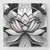 Art Deco Lotus Clock Quadratische Wanduhr (Vorderseite)