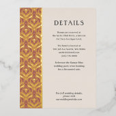 Art Deco Lotus Gold Wedding Details Karte (Vorderseite)