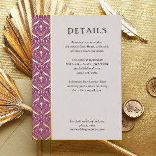 Art Deco Lotus Gold Wedding Details Karte