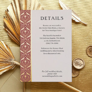 Art Deco Lotus Gold Wedding Details Karte