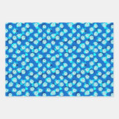 Art Deco Lotus Muster, Türkis & Cobalt Blau Geschenkpapier Set (Vorderseite 3)