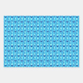 Art Deco Lotus Muster, Türkis & Cobalt Blau Geschenkpapier Set (Vorderseite)