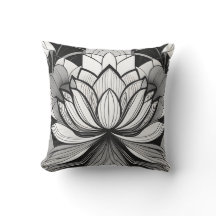 Art Deco Lotus Throw Kissen