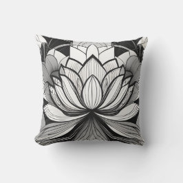 Art Deco Lotus Throw Kissen