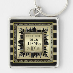 Art Deco Love & Thanks Hochzeit Champagner Gold Gl Schlüsselanhänger
