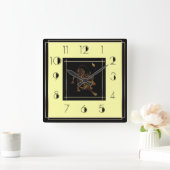 Art Deco Löwe Quadratische Wanduhr (Zuhause)