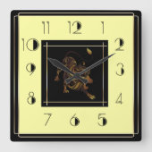 Art Deco Löwe Quadratische Wanduhr (Vorderseite)