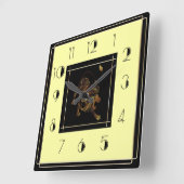 Art Deco Löwe Quadratische Wanduhr (Winkel)