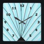 Art Deco Lüfter Design Blue Square Wall Clock Quadratische Wanduhr<br><div class="desc">Wall clock art deco design that you can customise with any text of your choice. Should you require any help with customising then contact us through the link on this page. Art deco wall clock.</div>