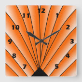 Art Deco Lüfter Design Orange Square Wall Clock Quadratische Wanduhr (Vorderseite)