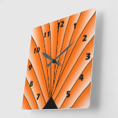 Art Deco Lüfter Design Orange Square Wall Clock Quadratische Wanduhr (Winkel)