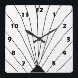 Art Deco Lüfter Design Schwarz-Weiß Quadratische Wanduhr<br><div class="desc">Wall clock art deco design that you can customise with any text of your choice. Should you require any help with customising then contact us through the link on this page. Art deco wall clock.</div>