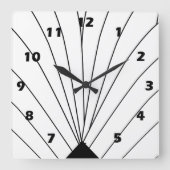 Art Deco Lüfter Design Schwarz-Weiß Quadratische Wanduhr (Vorderseite)