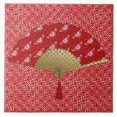 Art-Deco-Lüfter im Schmetterlingsmuster, tiefrot Fliese (Vorderseite)