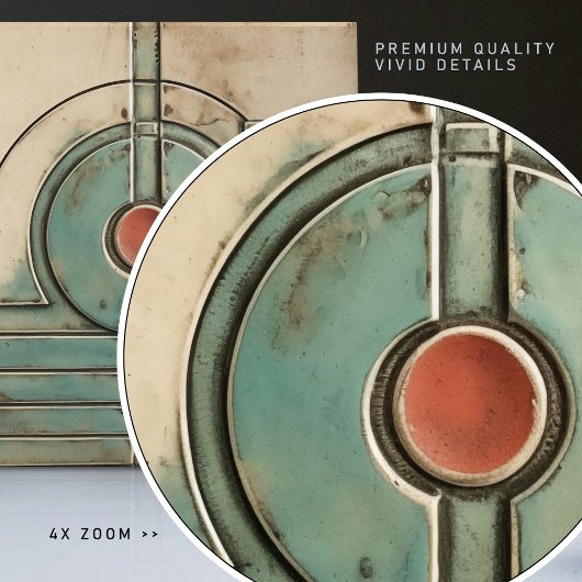 Art Deco Lüfter und Circle Aquamarin Tan Rusty Fliese