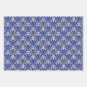 Art Deco Lüftermuster, Dunkelblau, Orange, Violet Geschenkpapier Set (Vorderseite)
