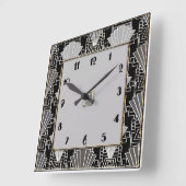 Art Deco Lüftermuster - Grau und Schwarz Quadratische Wanduhr (Winkel)