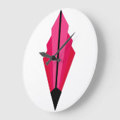 Art Deco Lüftermuster in Deep Pink und Raspberry L Große Wanduhr (Winkel)