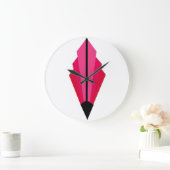 Art Deco Lüftermuster in Deep Pink und Raspberry L Große Wanduhr (Zuhause)