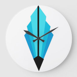 Art Deco Lüftermuster in heller Blues Große Wanduhr