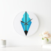 Art Deco Lüftermuster in heller Blues Große Wanduhr (Zuhause)