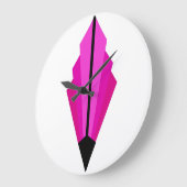 Art Deco Lüftermuster in Rosa und Himbeere Große Wanduhr (Winkel)