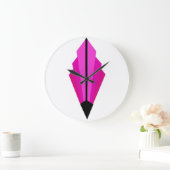 Art Deco Lüftermuster in Rosa und Himbeere Große Wanduhr (Zuhause)