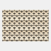 Art Deco Lüftermuster in Schwarz & Gold auf Weiß Geschenkpapier Set (Vorderseite 3)