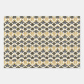 Art Deco Lüftermuster in Schwarz & Gold auf Weiß Geschenkpapier Set (Vorderseite 2)