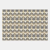 Art Deco Lüftermuster in Schwarz & Gold auf Weiß Geschenkpapier Set (Vorderseite)