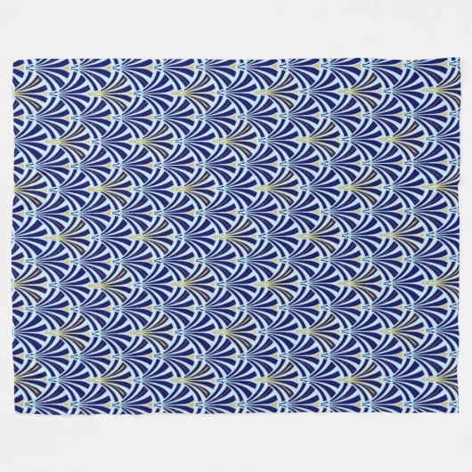 Art Deco-Lüftermuster - Kobalt und Himmel blau Fleecedecke (Vorderseite (Horizontal))