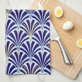 Art Deco-Lüftermuster - Kobalt und Himmel blau Geschirrtuch (Viertel Falte)