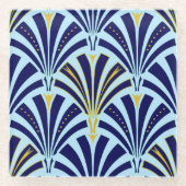 Art Deco-Lüftermuster - Kobalt und Himmel blau Glasuntersetzer (Vorderseite)