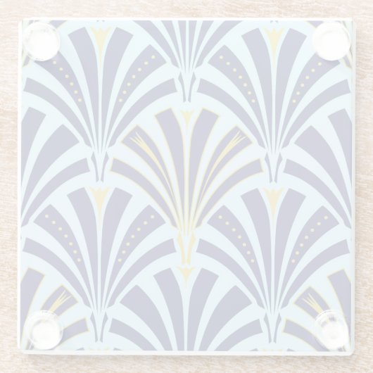 Art Deco-Lüftermuster - Kobalt und Himmel blau Glasuntersetzer (Rückseite)