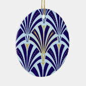 Art Deco-Lüftermuster - Kobalt und Himmel blau Keramikornament (Rechts)