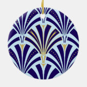 Art Deco-Lüftermuster - Kobalt und Himmel blau Keramikornament (Hinten)