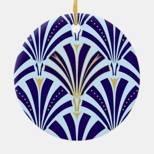 Art Deco-Lüftermuster - Kobalt und Himmel blau Keramikornament (Hinten)