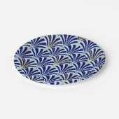 Art Deco-Lüftermuster - Kobalt und Himmel blau Pappteller (Schrägansicht)