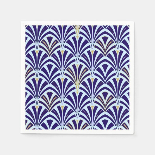 Art Deco-Lüftermuster - Kobalt und Himmel blau Serviette (Vorderseite)