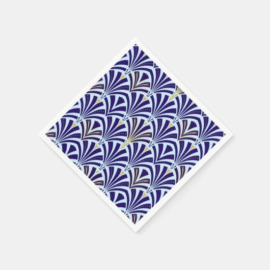 Art Deco-Lüftermuster - Kobalt und Himmel blau Serviette (Ecke)