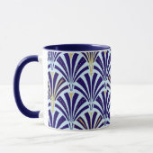 Art Deco-Lüftermuster - Kobalt und Himmel blau Tasse (Links)