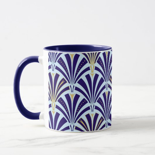 Art Deco-Lüftermuster - Kobalt und Himmel blau Tasse (Links)