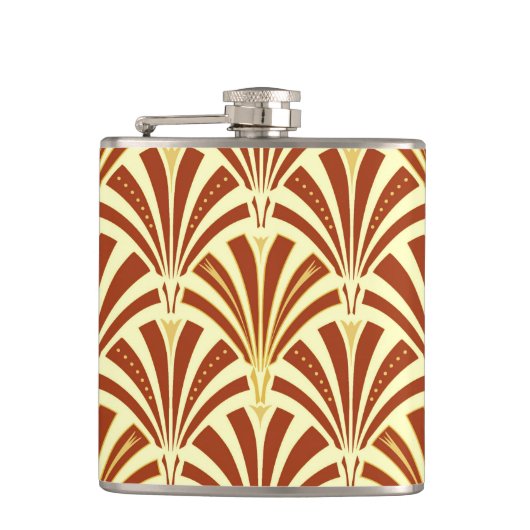 Art-Deco-Lüftermuster - Kupfer auf gelb Flachmann (Vorderseite)