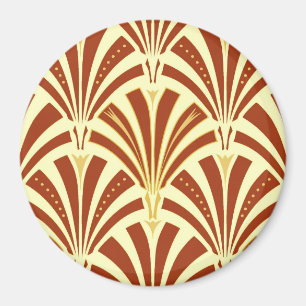 Art-Deco-Lüftermuster - Kupfer auf gelb Magnet