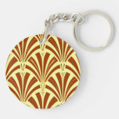 Art-Deco-Lüftermuster - Kupfer auf gelb Schlüsselanhänger (Rückseite)