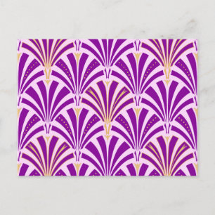 Art-Deco-Lüftermuster - lila und orchid Postkarte