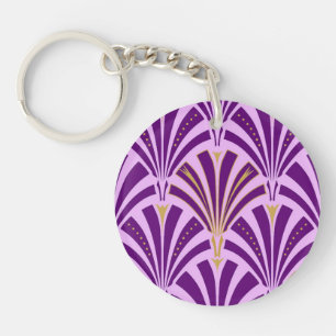 Art-Deco-Lüftermuster - lila und orchid Schlüsselanhänger