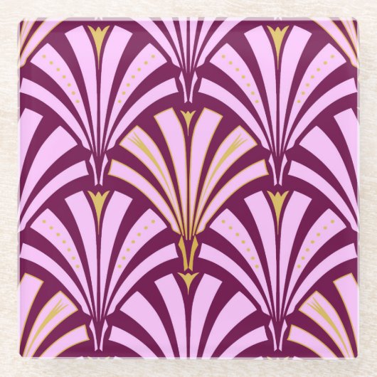 Art-Deco-Lüftermuster - orchid und lila Glasuntersetzer (Vorderseite)